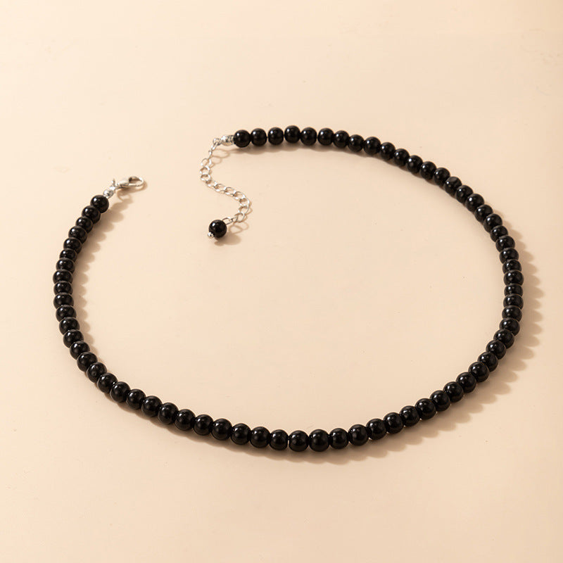 Black Glass Beads Necklace
