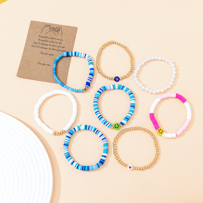 Colorful Smile Polymer Clay Beach Bohemian Bracelets