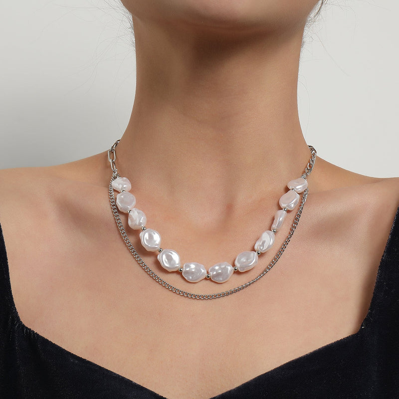 Double Layers Irregular Pearl Necklace