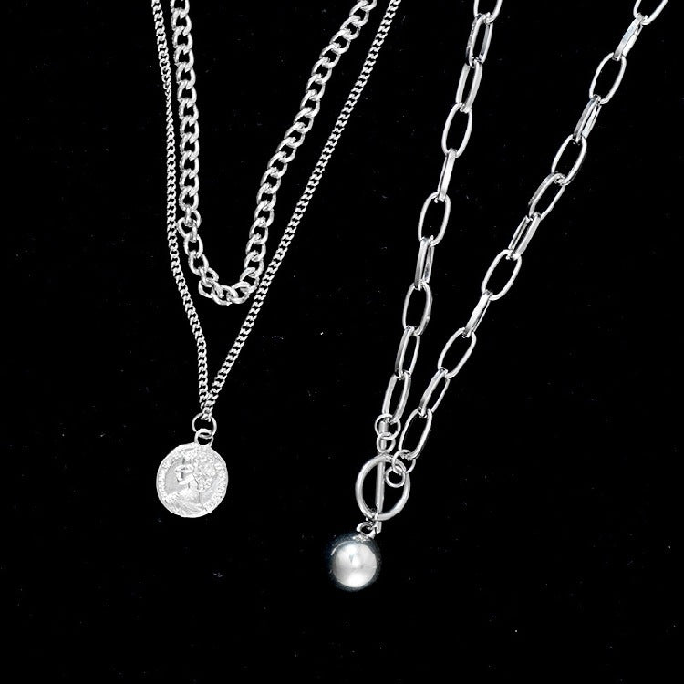 Vintage Round Ball Pendant Necklace Charm Layered