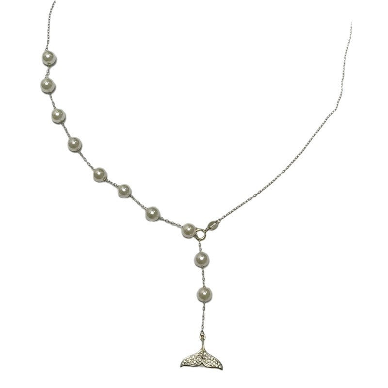 Pearl Fish Tail Necklace Mermaid Tail Necklace