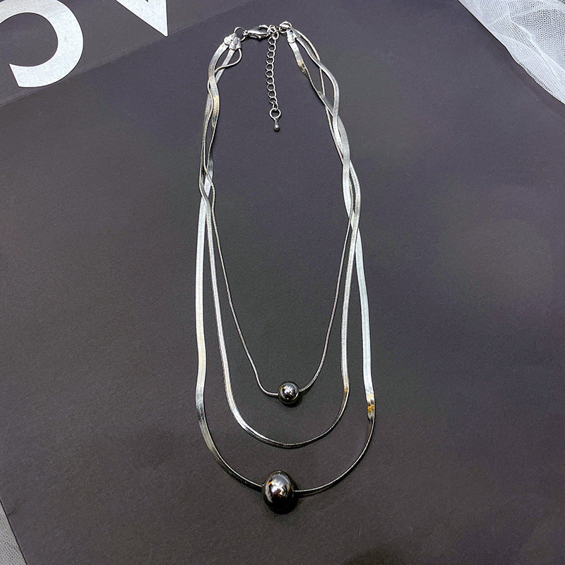 Beads Collarbone Chain SimpleThree layer Necklace