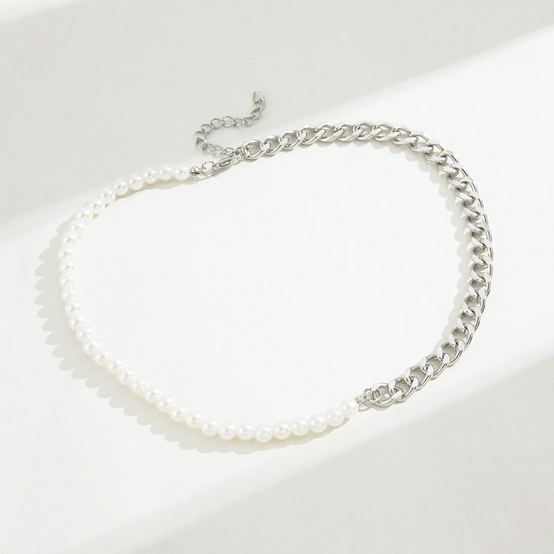 Elegant Chain Choker Necklace Fashion White Pearl
