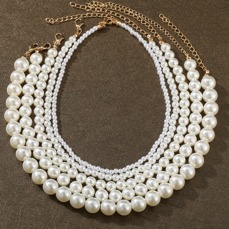 Elegant White Imitation Pearls Necklace Choker Women
