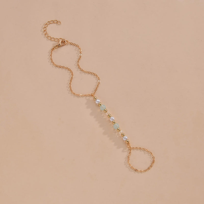 Pearl Finger Bracelets Ring Hand