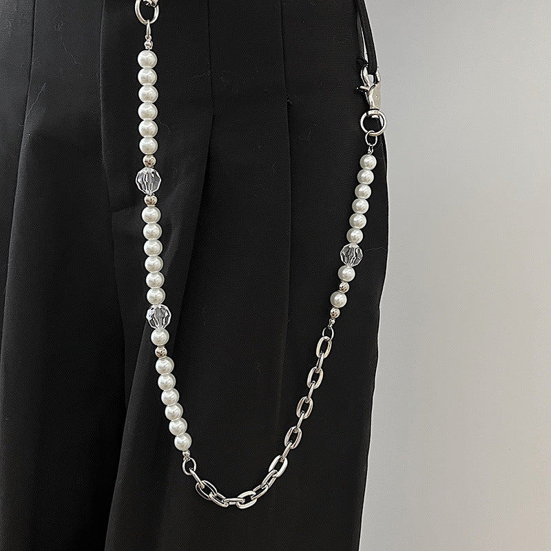 Irregular Imitated Pearl Glass Beaded Pants Chain