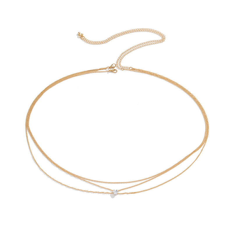 Vintage Shiny Rhinestone Heart Shaped Body Chain