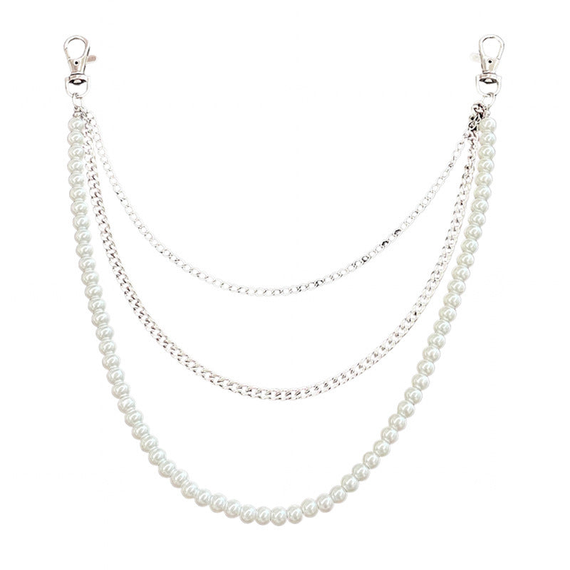 Multi-layer Pearl Chain Hop Punk Waist Chain