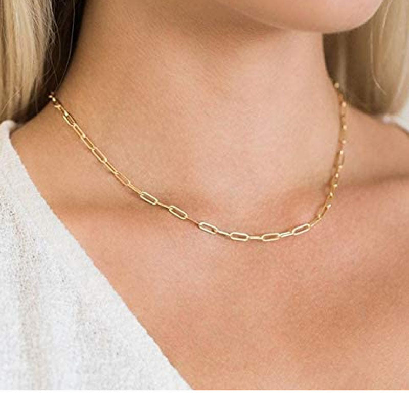Dainty Paper clip Link Chain Necklace Bracelet