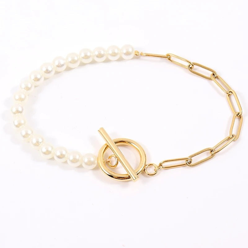 Elegant Baroque Pearl String Bracelet