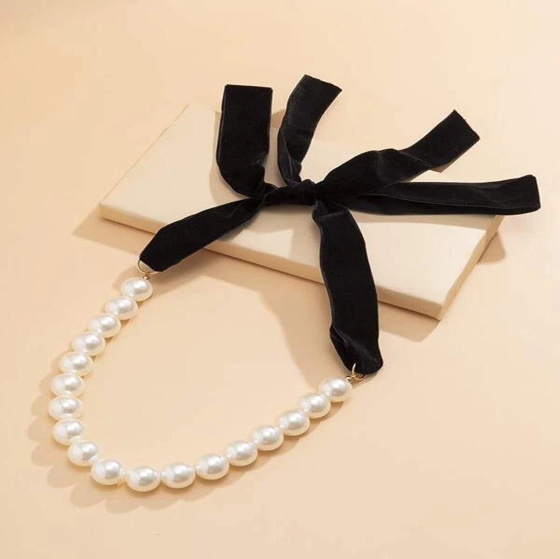 Black Rope Chain Women Jewelry Pearl Necklaces