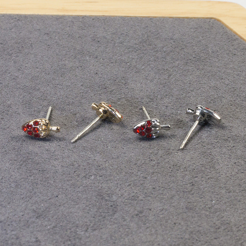 Bird Strawberry Stud Earrings Set