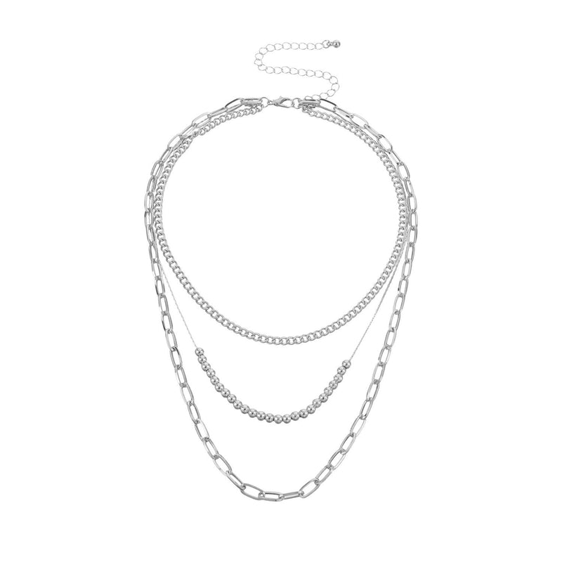 Paperclip Chain Triple Layer Necklace