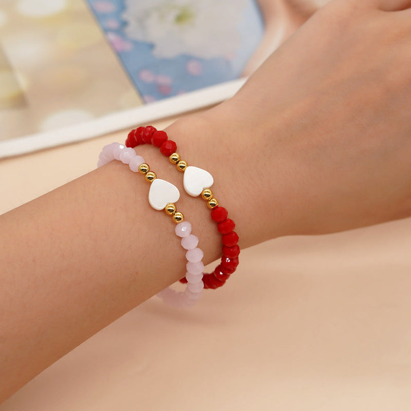 Red Crystal Bead Heart Bracelets