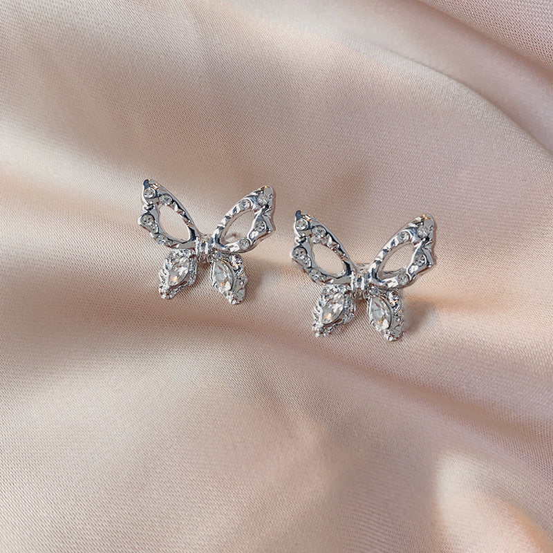 Crystal Stone Butterfly Stud Earring for Women