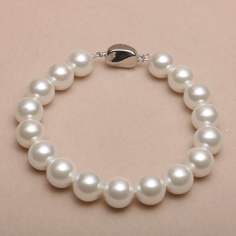 Elastic Beaded Shell Pearl Bracelet