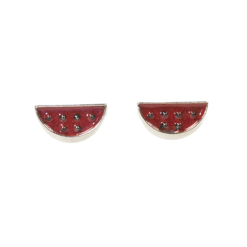 Red Enamel Fruit Watermelon Stud Earring