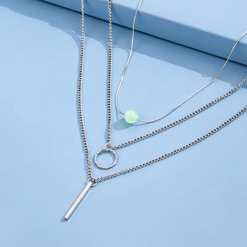 Classic Layer Necklace Set Bar Pendant Women