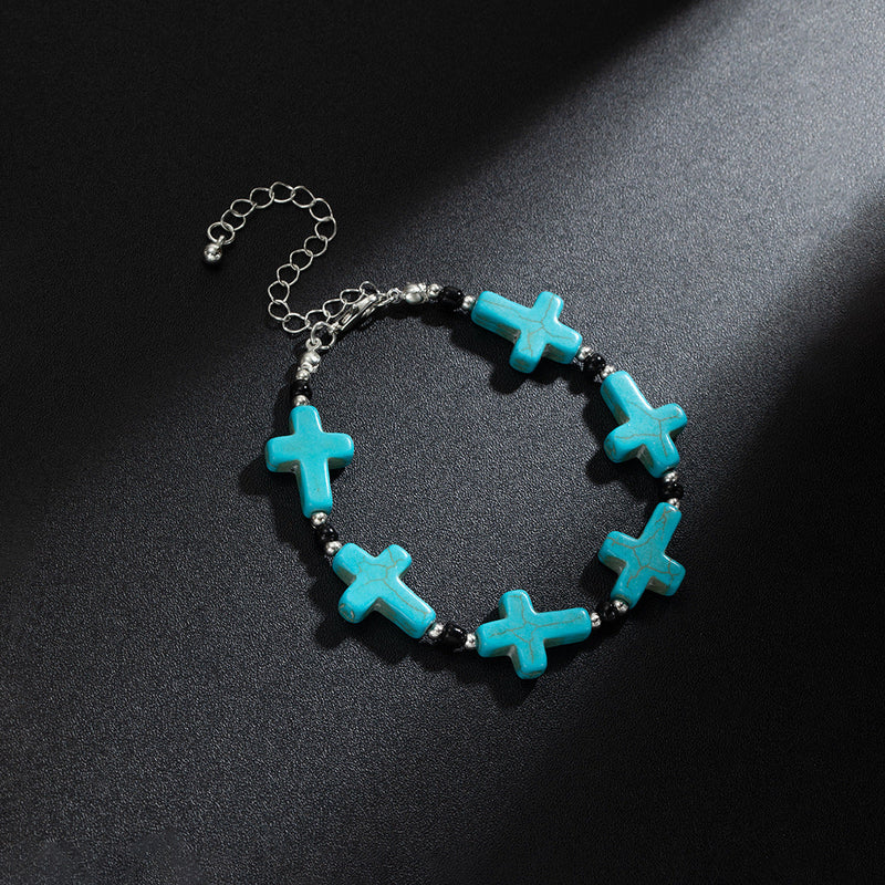 Turquoise Cross Stitching Bracelet
