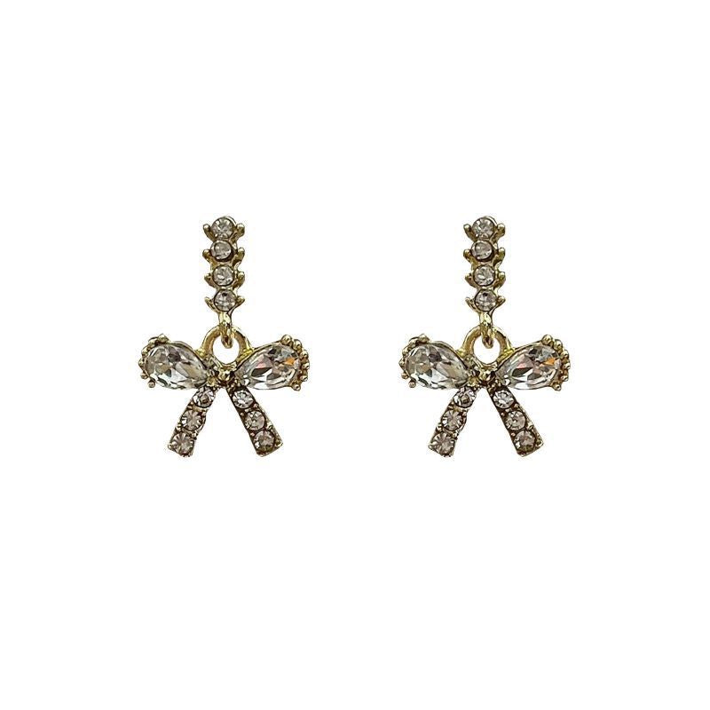 Hollow Bow Rhinestone Geometric Earring