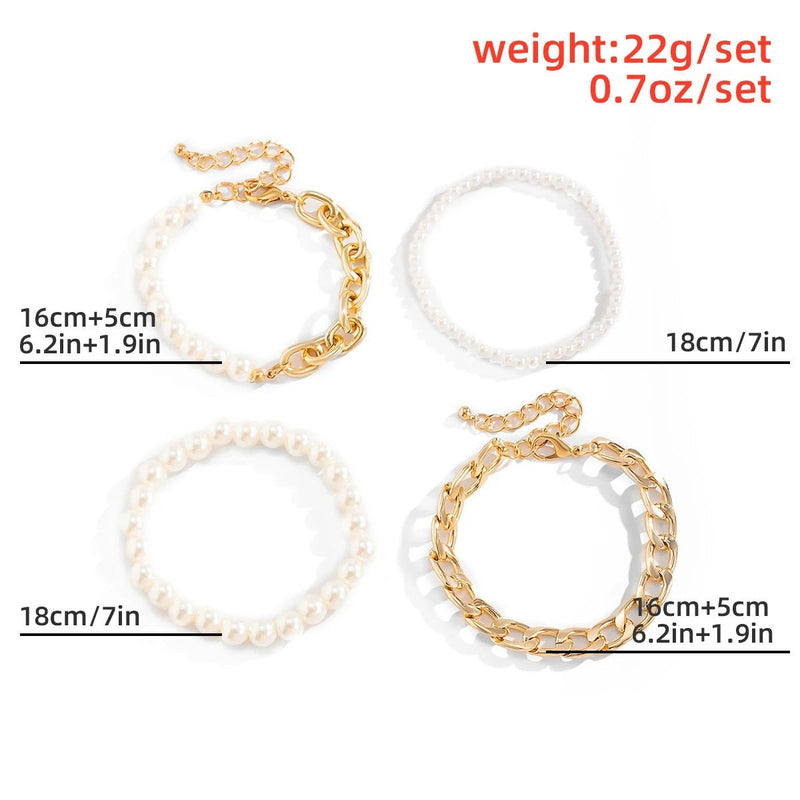 Cuban Link Chain Pearl Bracelet