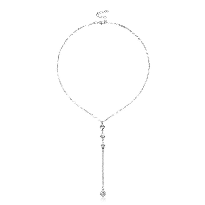 Long Chain Zircon Charm Necklace for Women