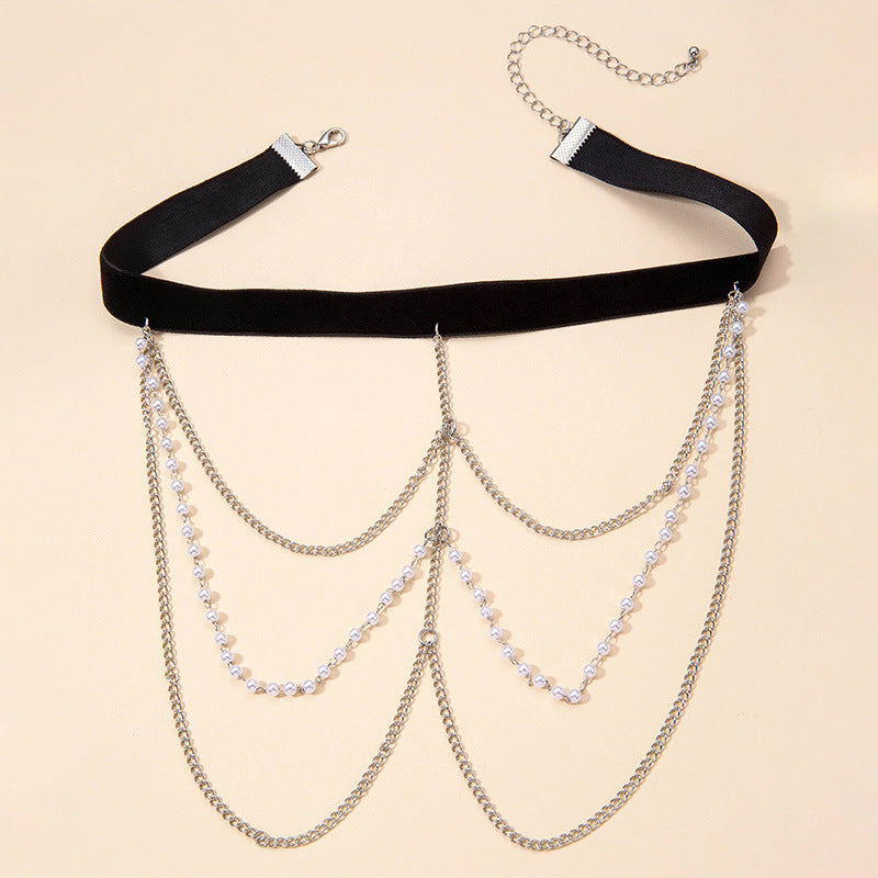 Vintage Women Multi-Layer Body Chains Elastic Lace Rope Leg Chain