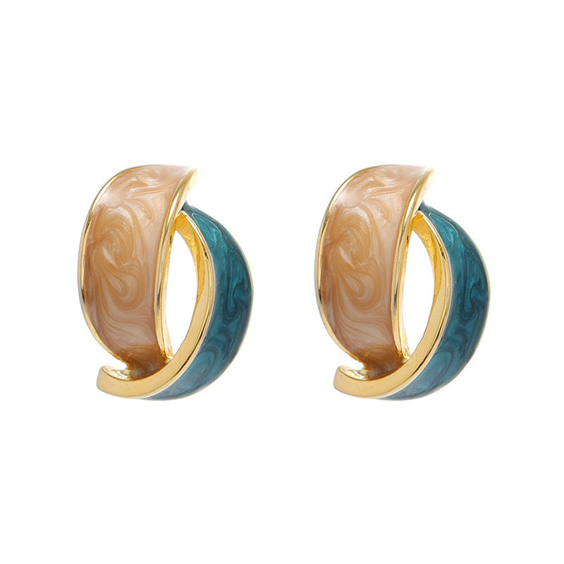 Enamel Color Matching Geometric Stud Earrings