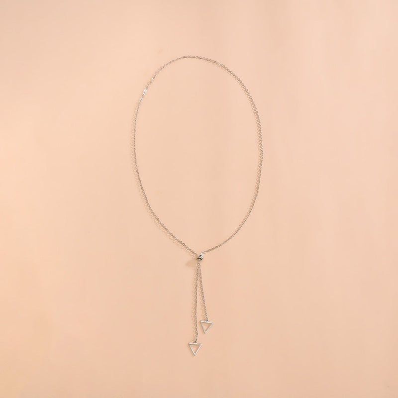 Long Chain Tassel Necklace with triangle