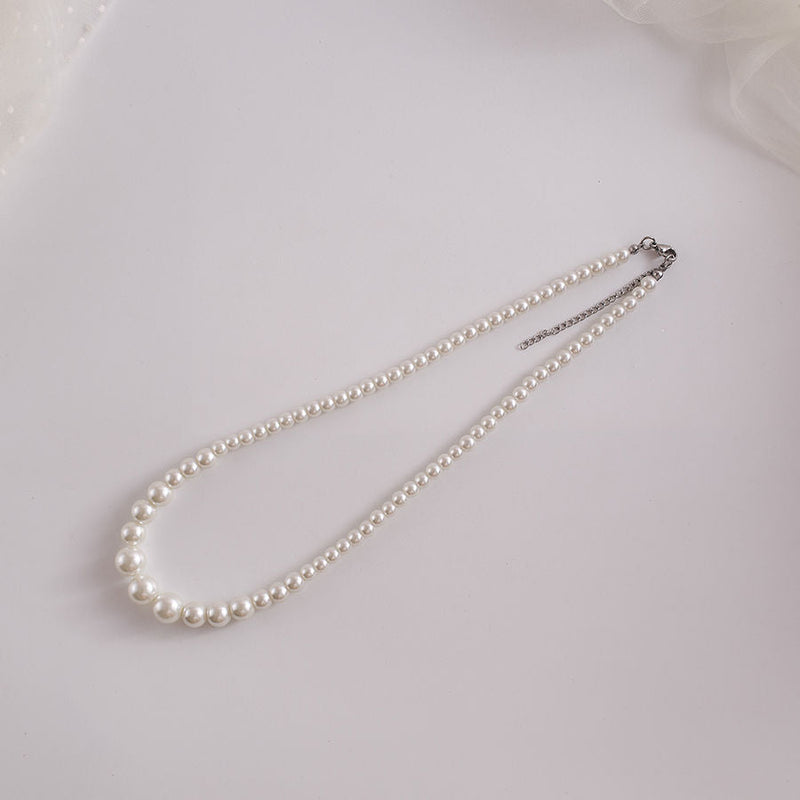 Round Glass Imitation Pearl Necklace Wedding Pearl Necklace