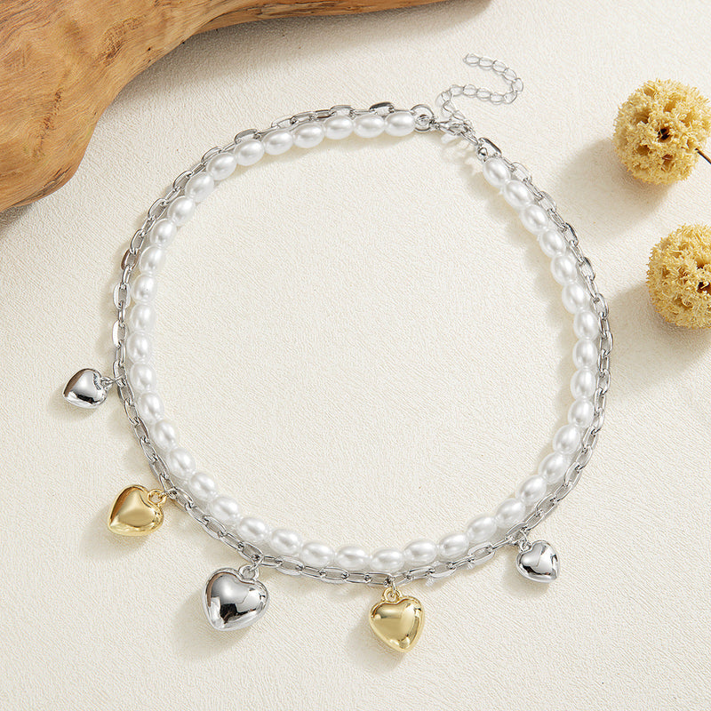 Layered Necklace Heart Pendant