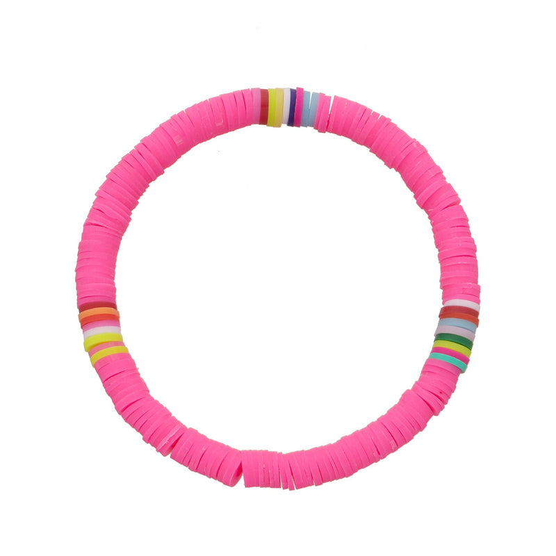 Polymer Clay Rainbow Stretch Bracelet