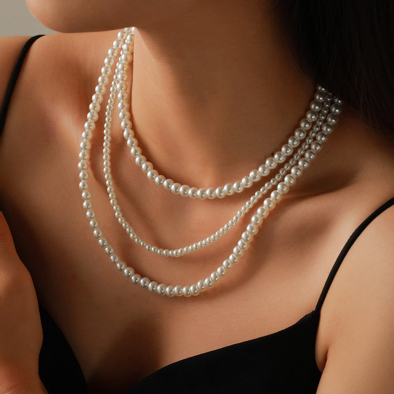 White Faux Pearl Choker Necklace