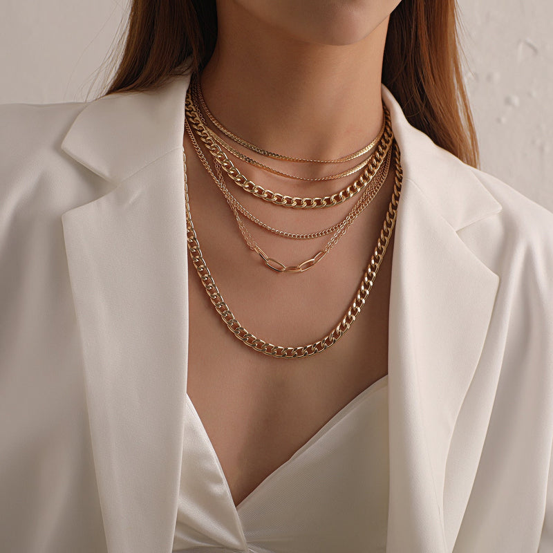 Cute Layered Chain Choker Necklace Set