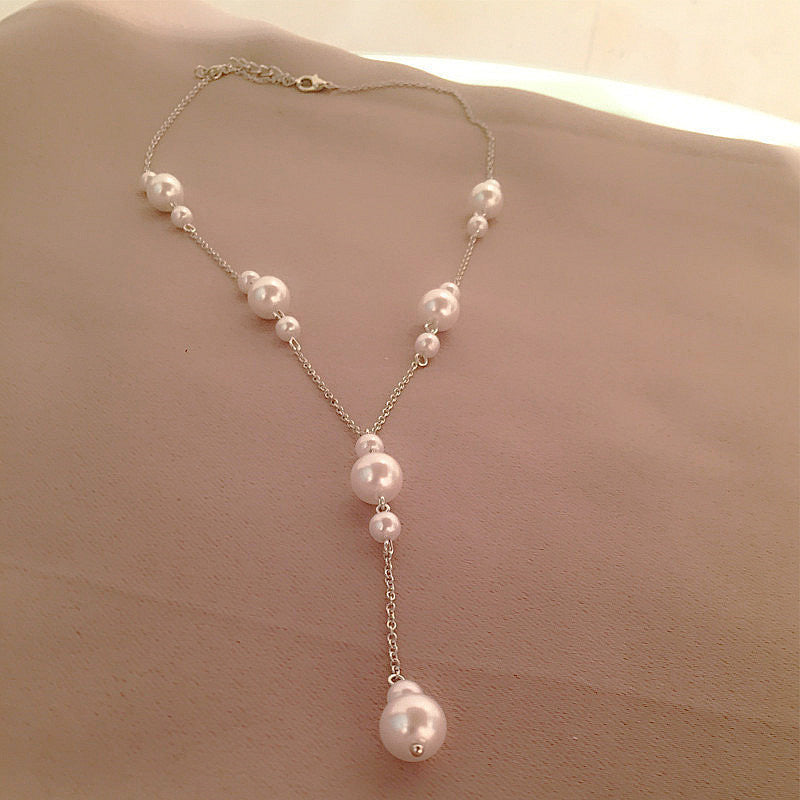 Simple Fashion Pearl Chain Necklace Long Tassel