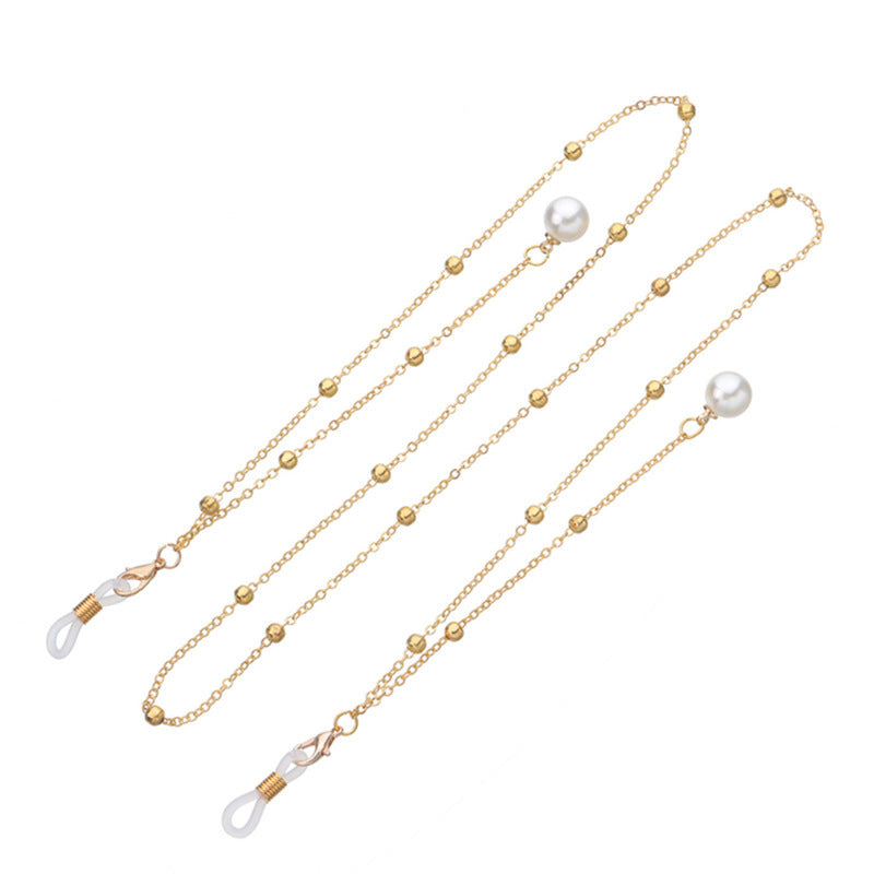 Pearl Tassel Long Glasses Metal Round Bead Chain