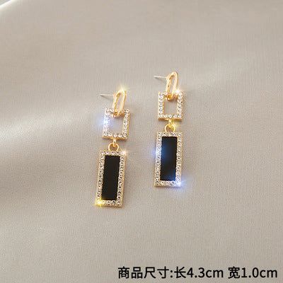 Geometric Long Earrings Rhinestone