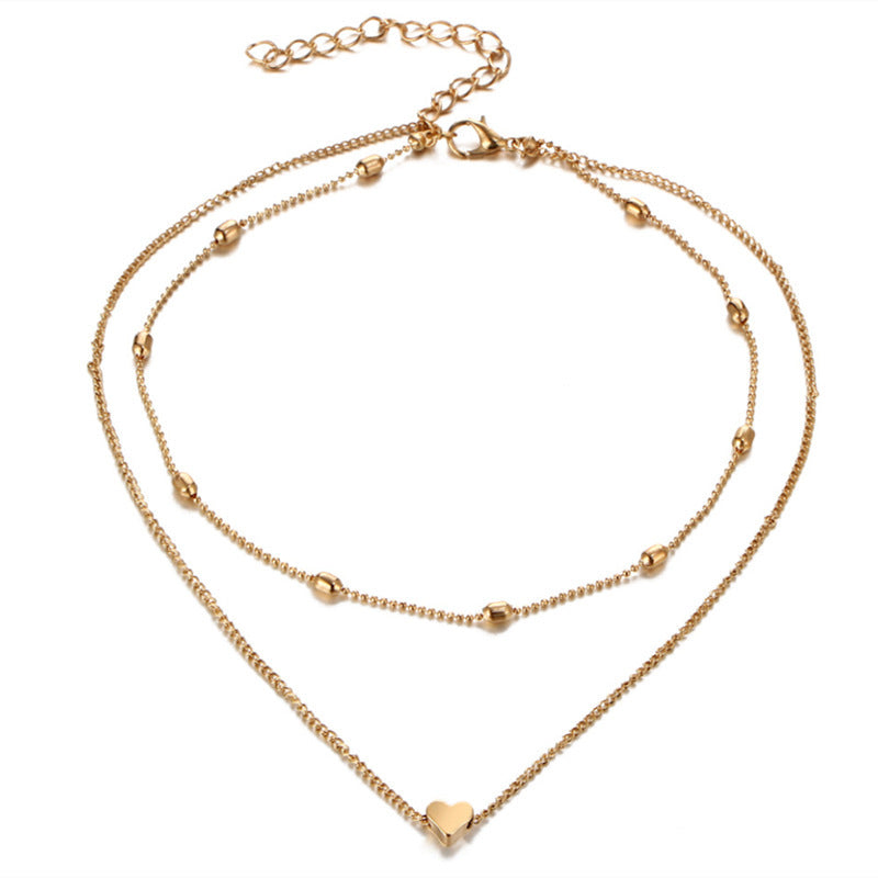 Layered Heart Pendant Necklace Jewelry for Women