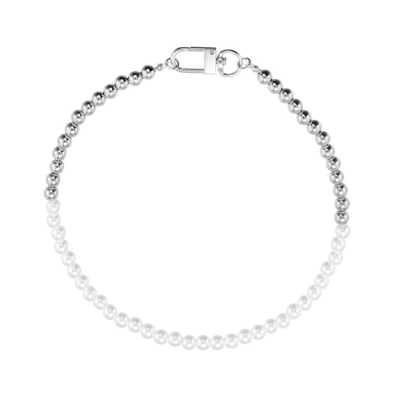 Round Pearl Two Color Beaded Necklace