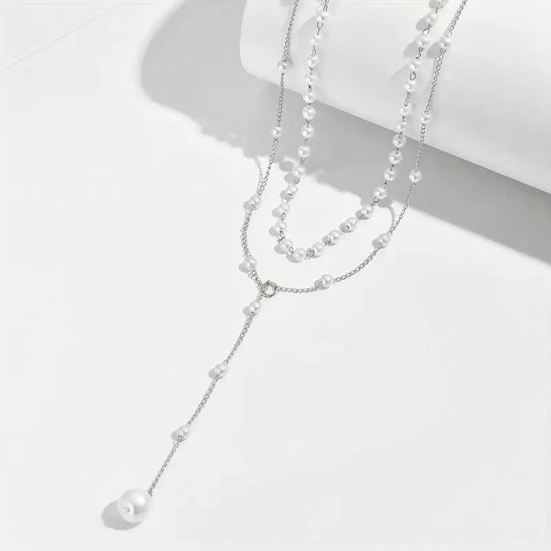 New Pearl Necklace Tassel Layered Necklace