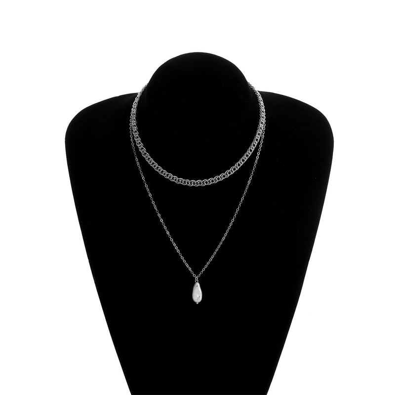 Elegant Link Chain Necklace Irregular Pearl