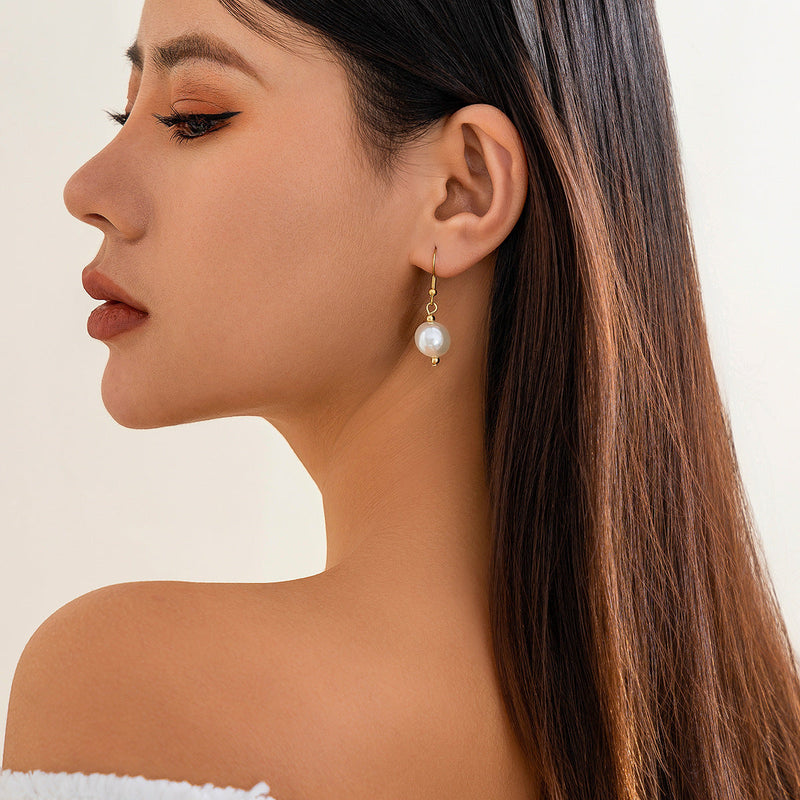 Retro Beaded Pearl Necklace Bracelet Earrings Jewelry Set