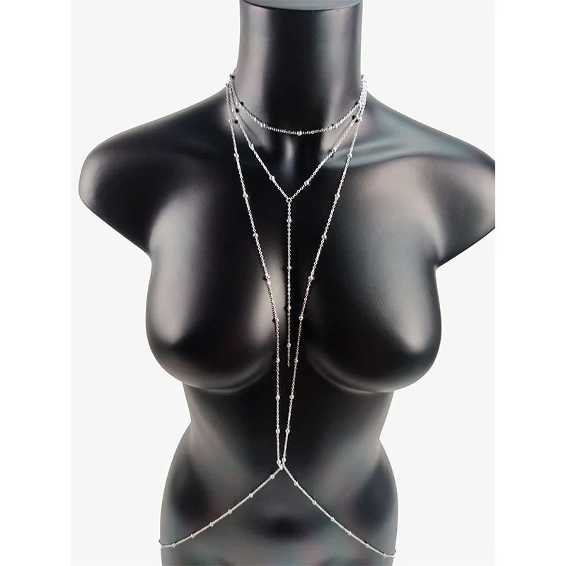 women chest chain body chain