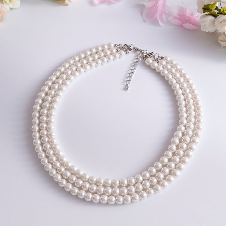Vintage Multi Layered Faux Pearl Necklace