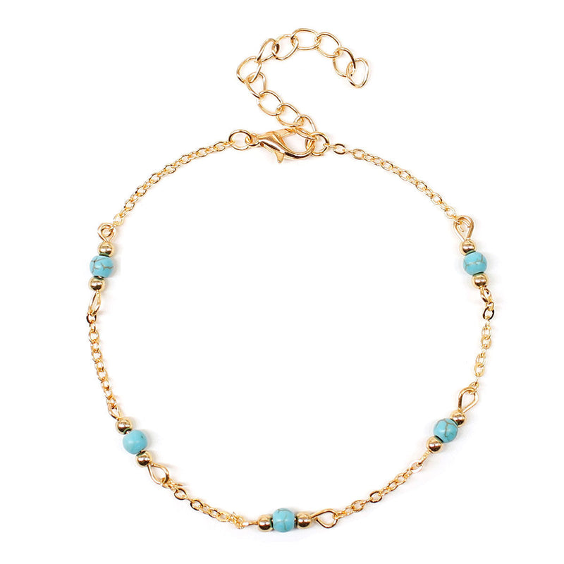 Turquoise Bead Chain Anklet Jewelry