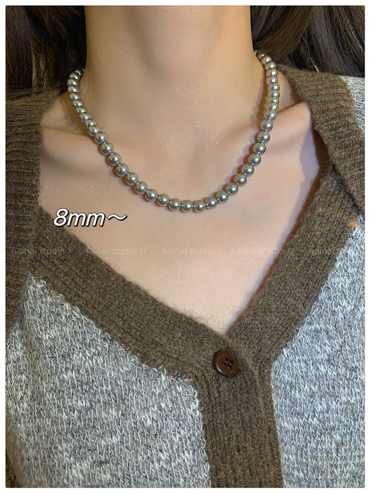 Gray Glass Pearl Fashion Necklaces for Gift