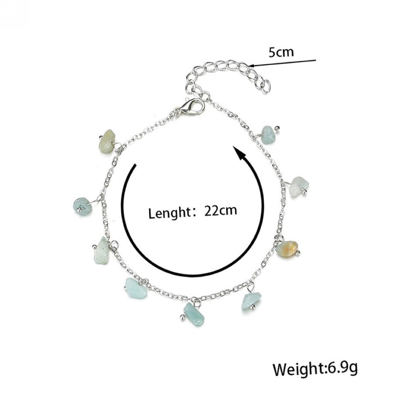 Aquamarine Stone Women Anklet Jewelry