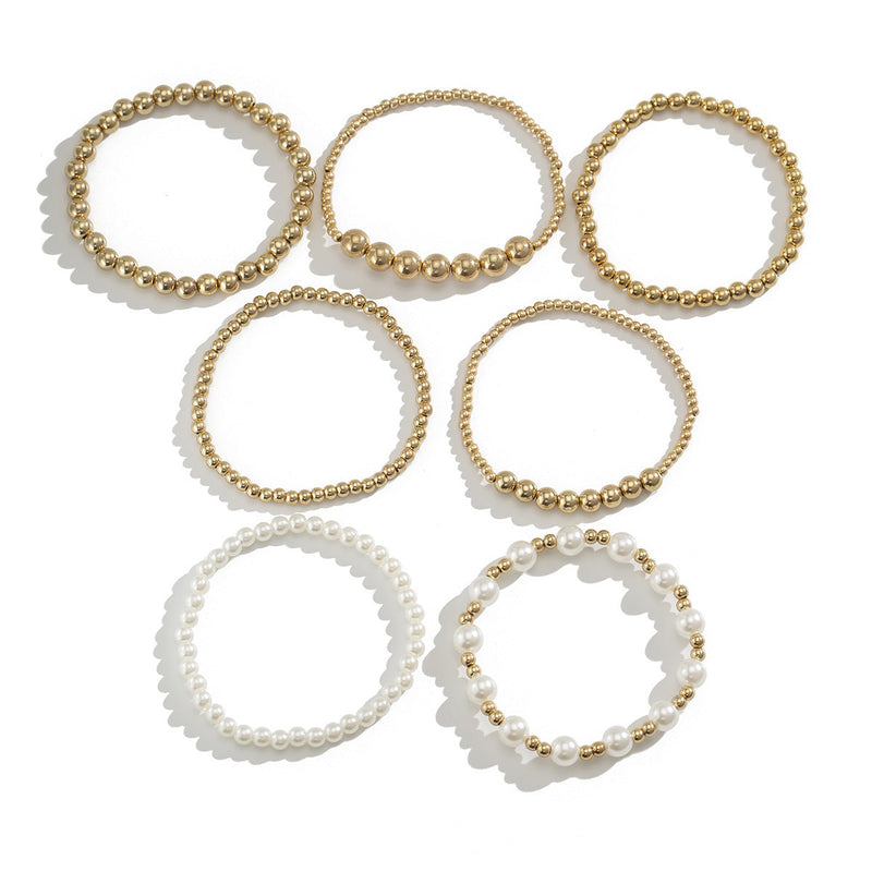 Pearl Beaded Elastic Bracelet Set