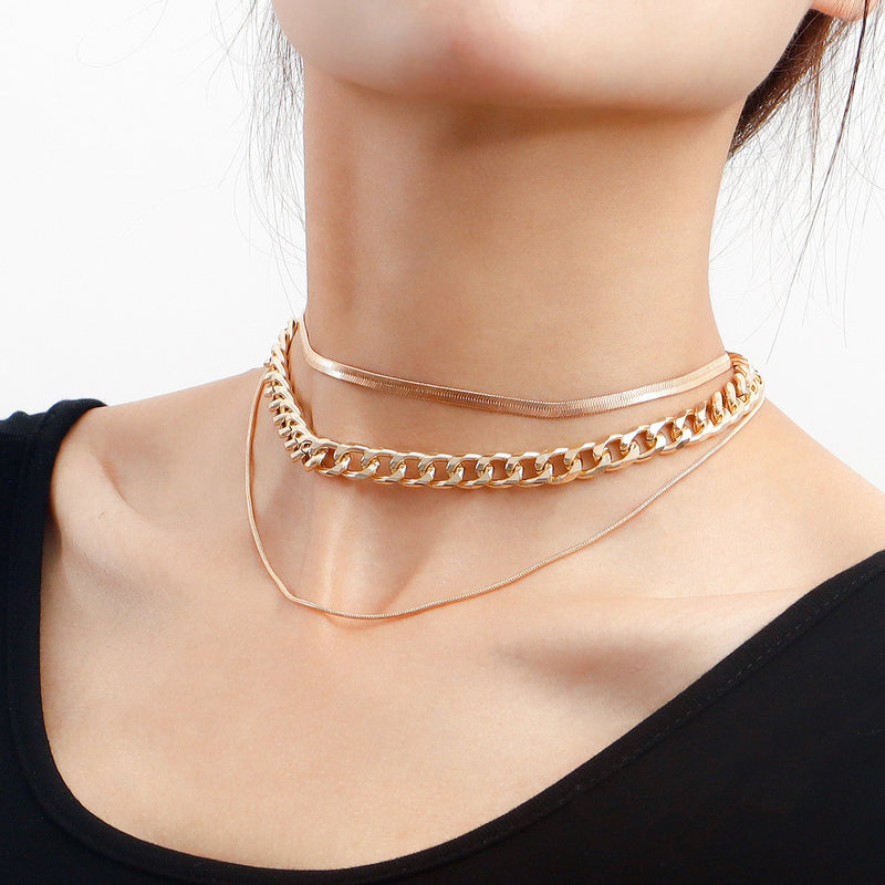 Simple Punk Thick Chain Snake Bone Chain Necklace