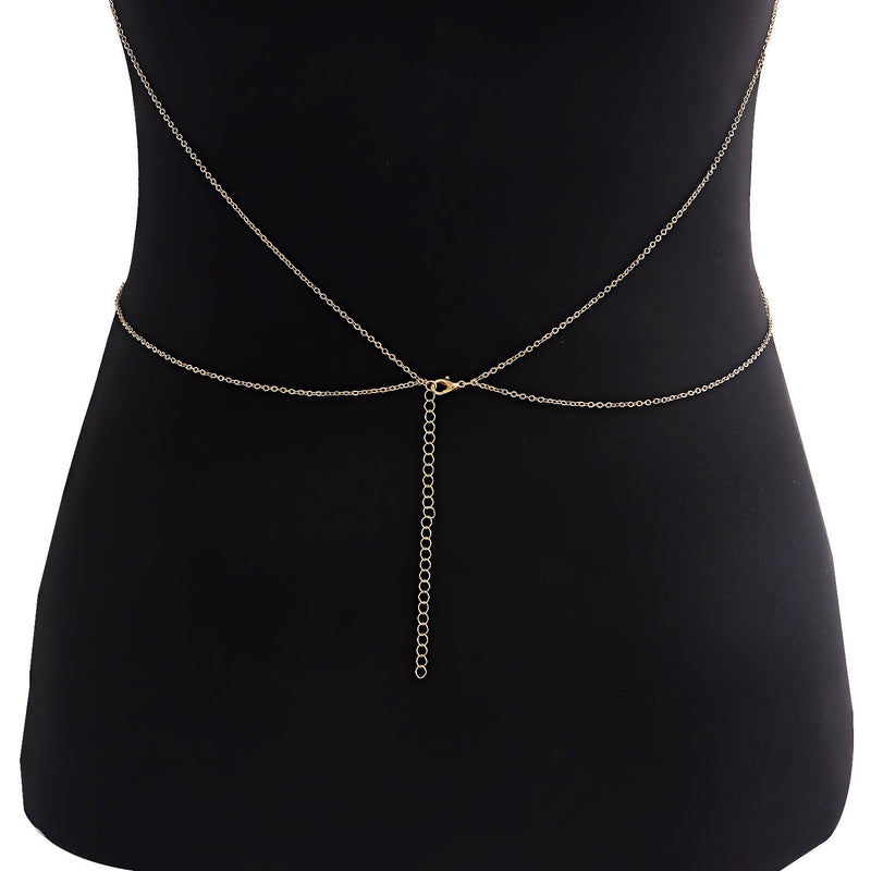 Sexy Cross Stone Beads Body Chains Bikini Belly Bra for Women